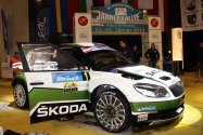 Rallye Český Krumlov: Pozdější vítězná Škoda Fabia S2000 posádky Jan Kopecký a Pavel Dresler